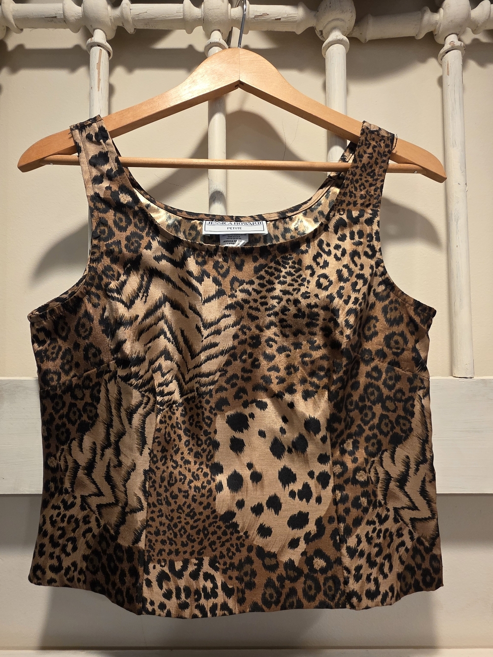 Jessica Howard Petite Leopard Print Tank Top Blouse